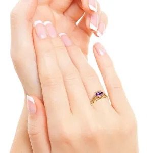 14K Solid Rose Gold Filigree Ring w/ Natural Purple Amethyst
