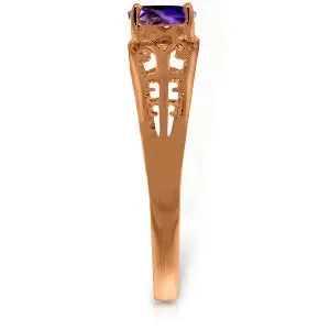 14K Solid Rose Gold Filigree Ring w/ Natural Purple Amethyst