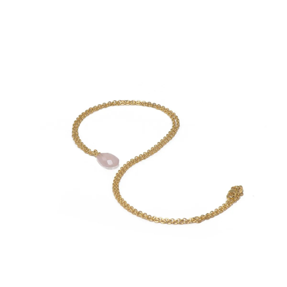 17" Peach Moonstone Pendant 24K Gold Vermeil Necklace