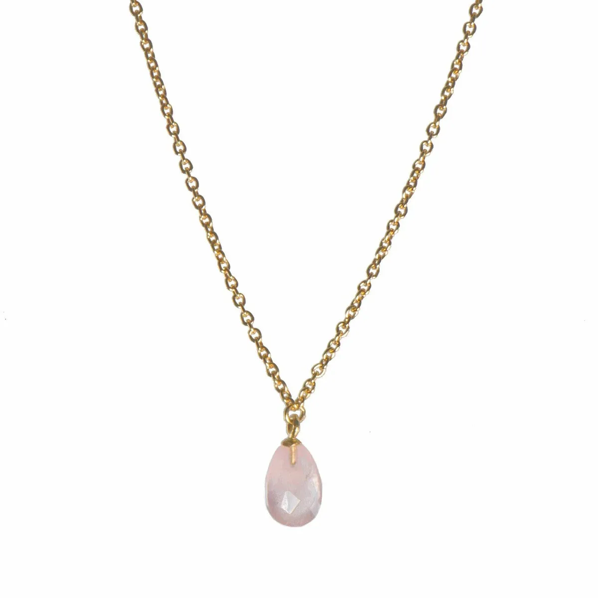 17" Peach Moonstone Pendant 24K Gold Vermeil Necklace