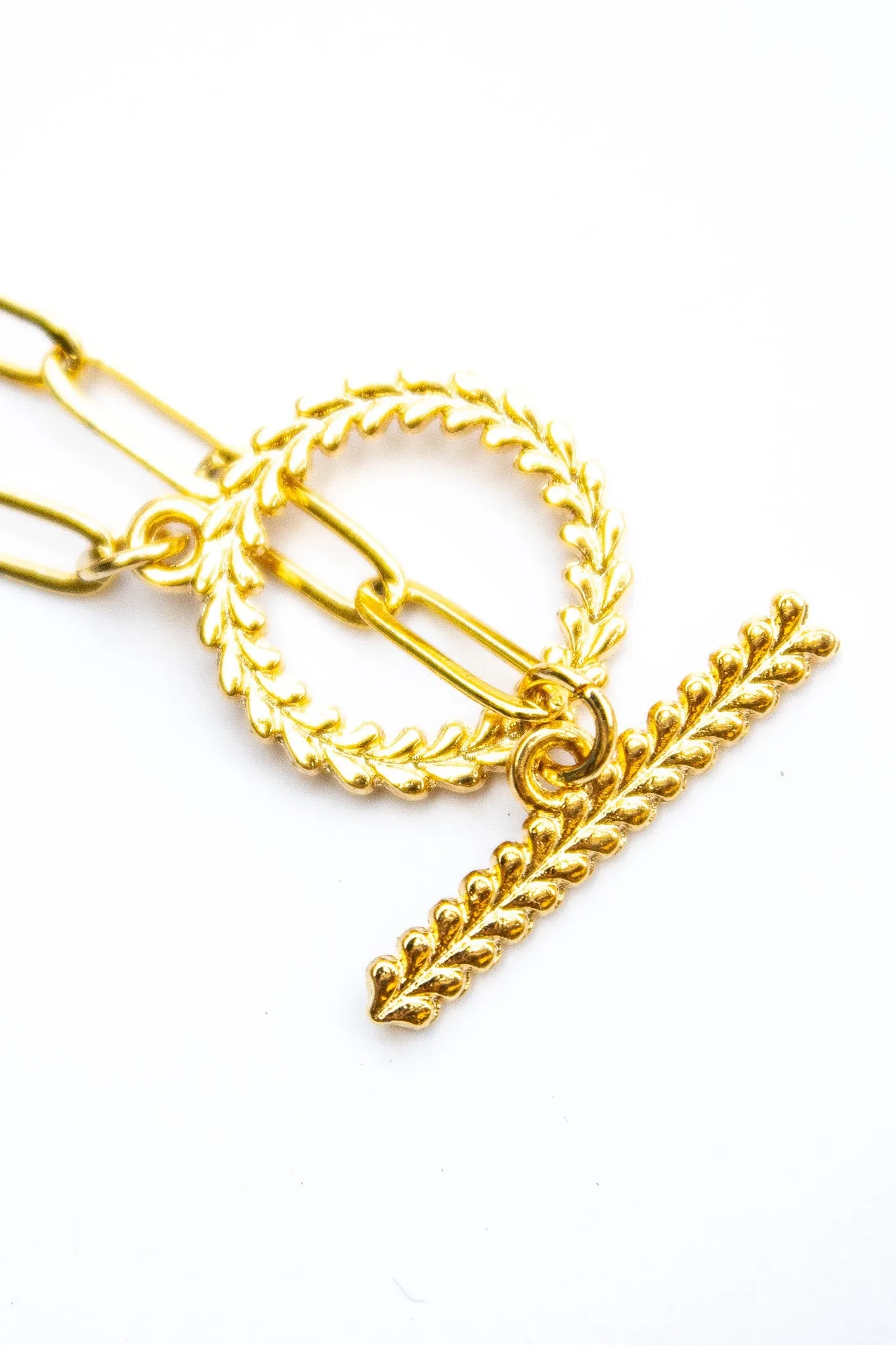 18K Link Half Moon Pendant Bracelet