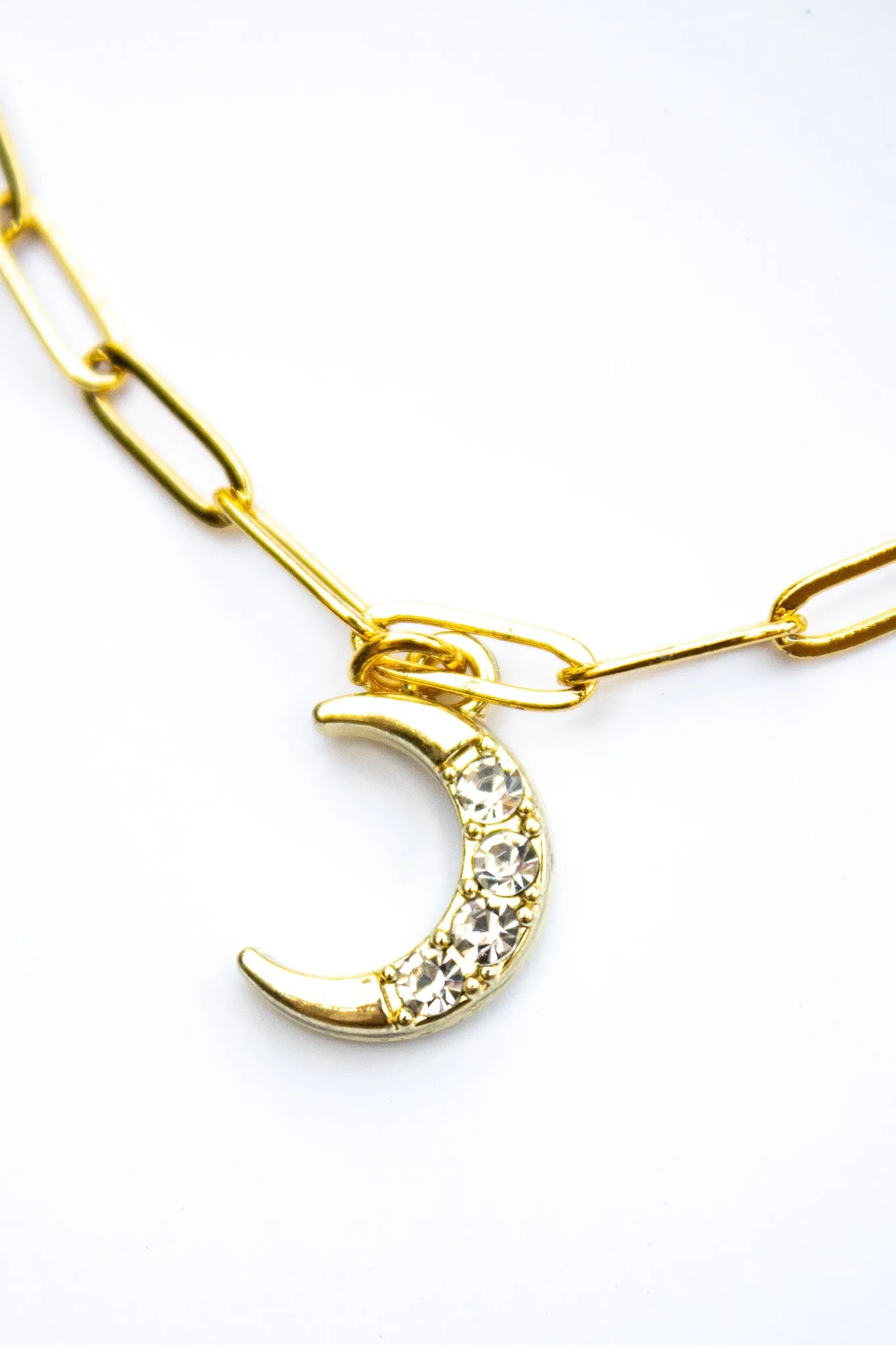 18K Link Half Moon Pendant Bracelet