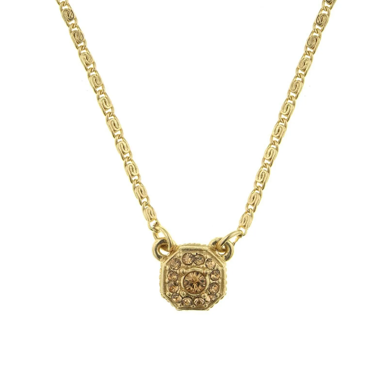 2028 Jewelry Petite Octagon Crystal Pendant Necklace 16"   3" Extender