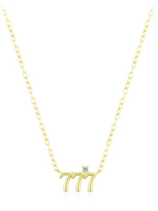 777 Gold Necklace, 18K Gold Plated Zircon, Hypoallergenic Dainty 925 Sterling Silver Necklace
