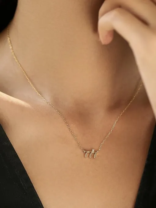 777 Gold Necklace, 18K Gold Plated Zircon, Hypoallergenic Dainty 925 Sterling Silver Necklace