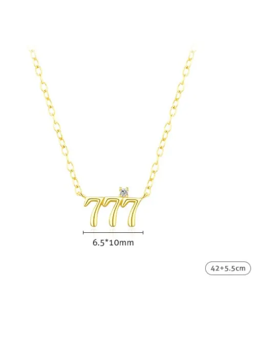 777 Gold Necklace, 18K Gold Plated Zircon, Hypoallergenic Dainty 925 Sterling Silver Necklace