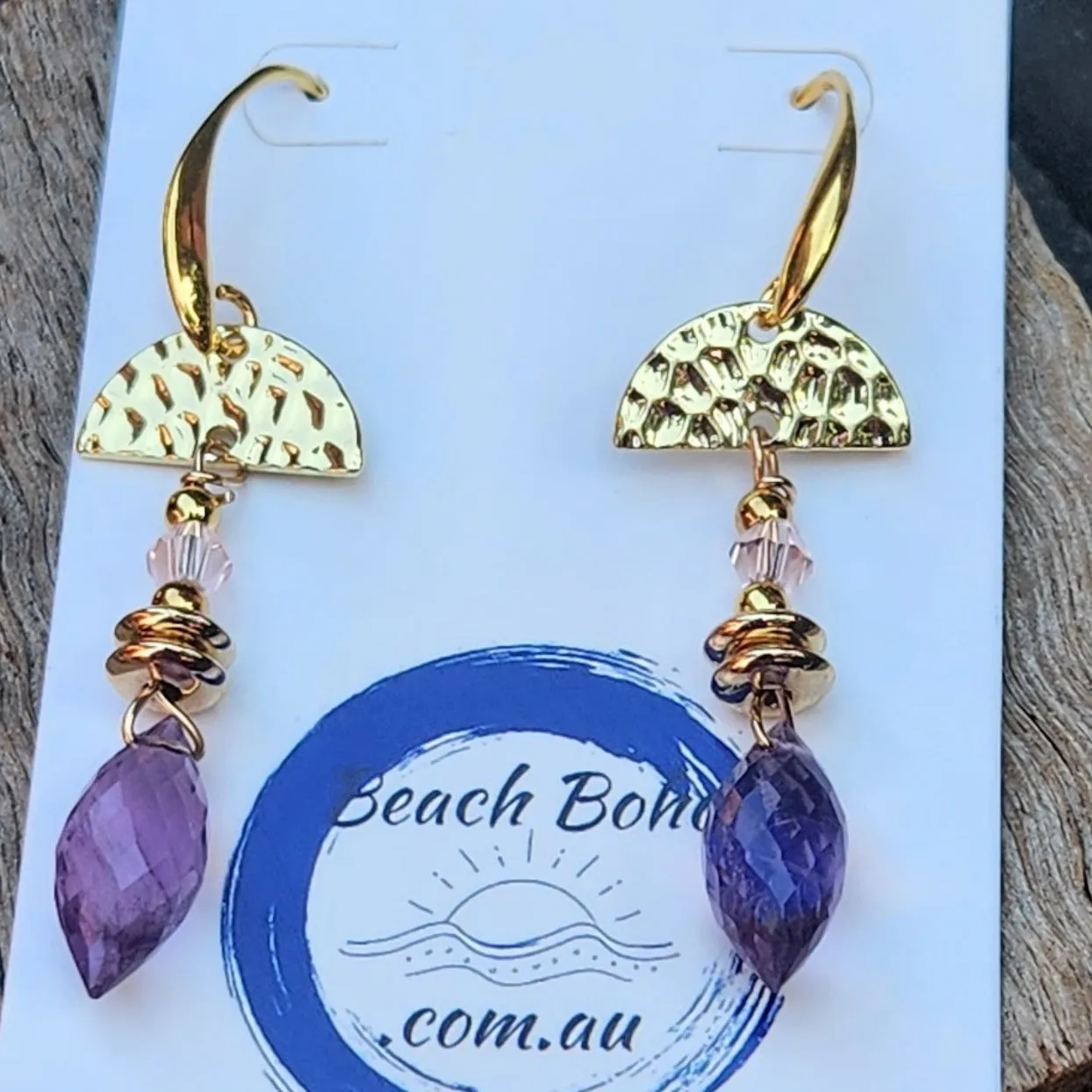 AMETHYST ROSE QUARTZ DANGLE EARRINGS