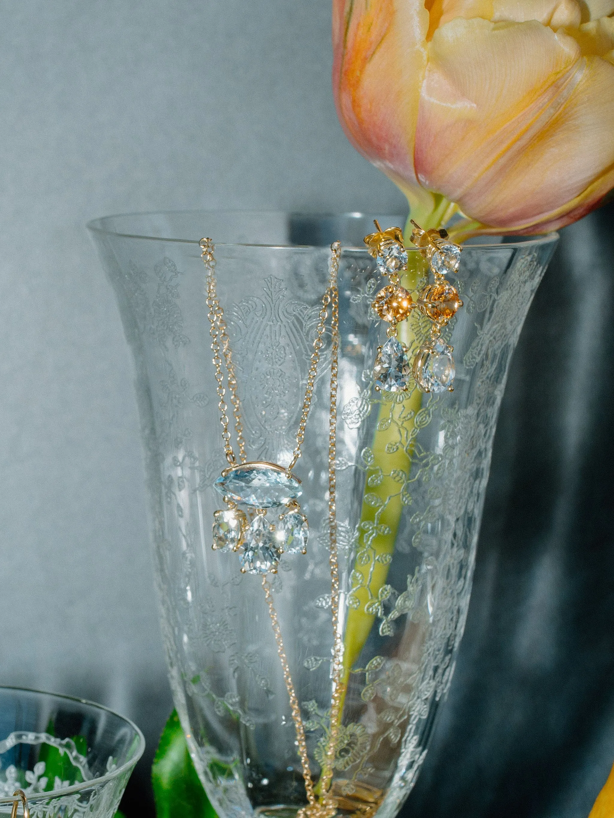 Aquamarine Martini Necklace