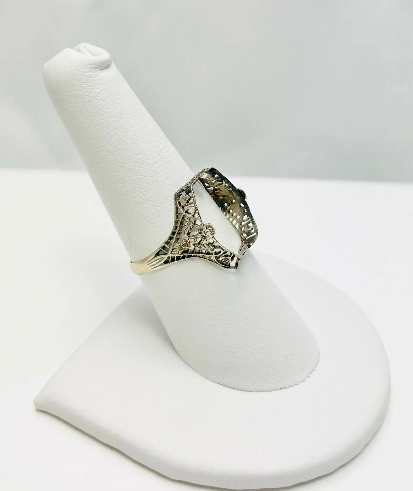 Art Deco 1930's 13.5 x 11.6mm 14k White Gold Ring To Restore