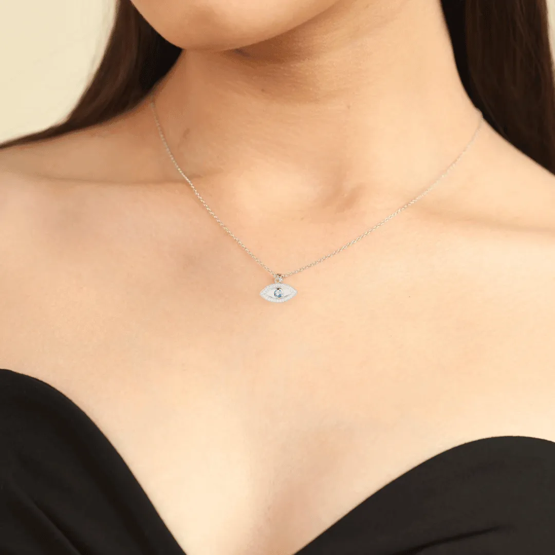 Blue Topaz Evil Eye Necklace