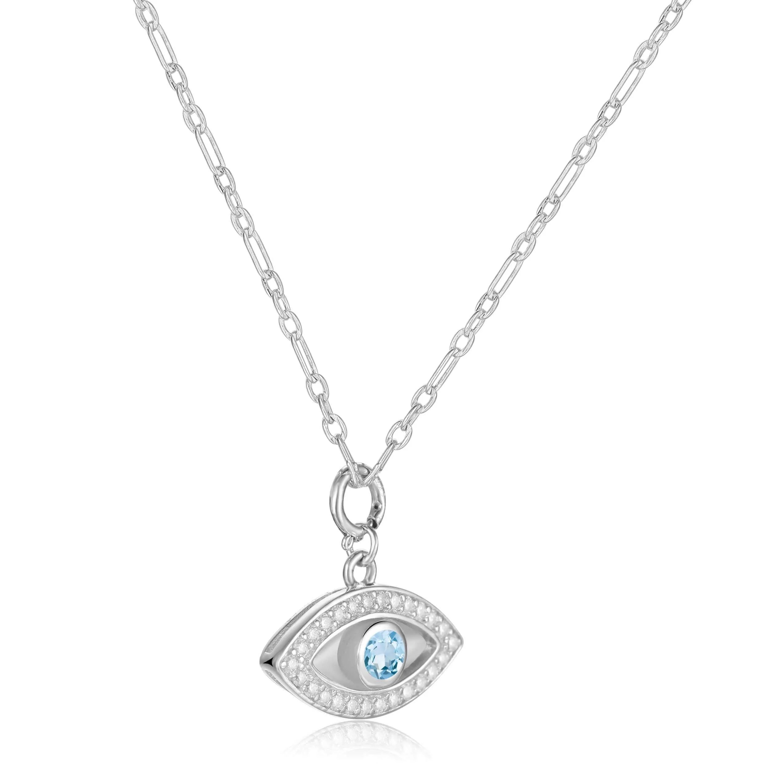 Blue Topaz Evil Eye Necklace