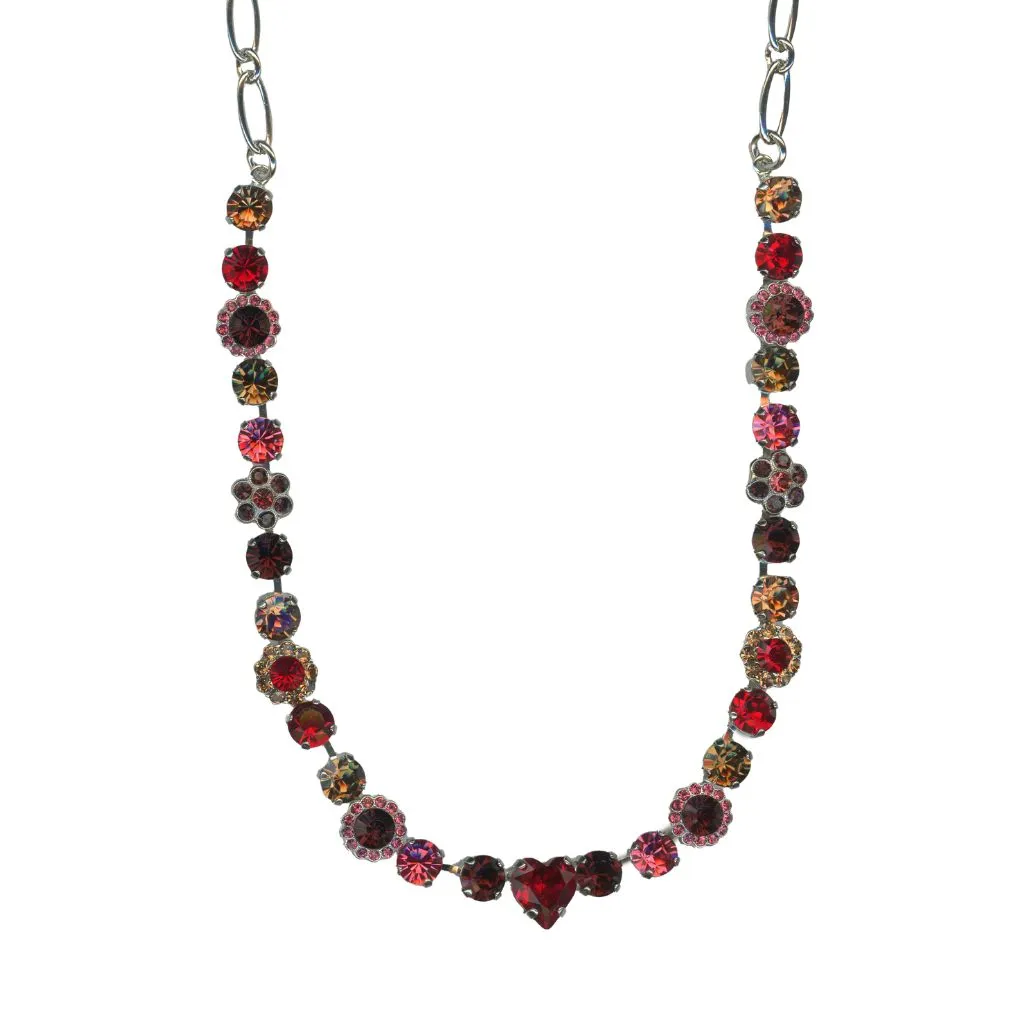 Center Heart and Rosette Necklace in "Bonfire" *Custom*