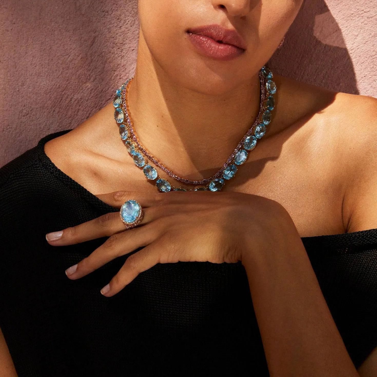 Crown Necklace Blue Topaz