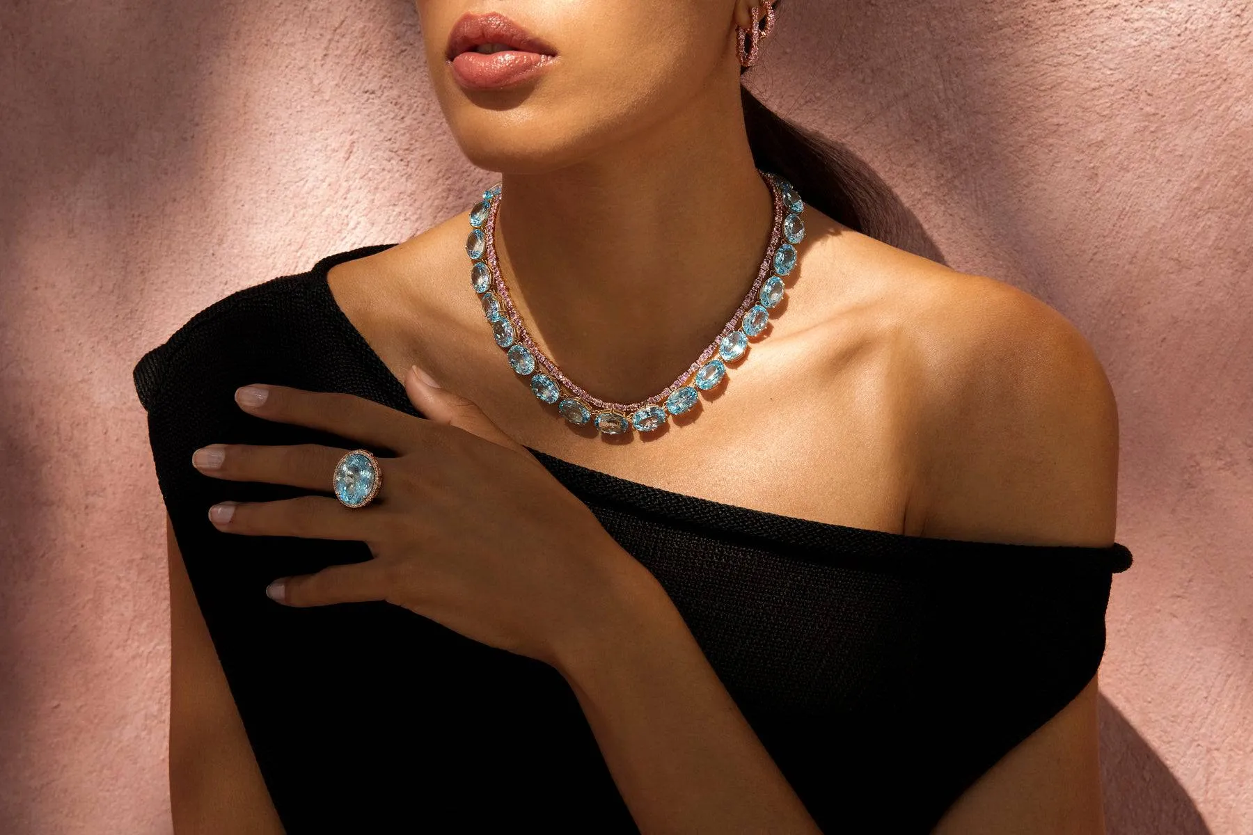 Crown Necklace Blue Topaz