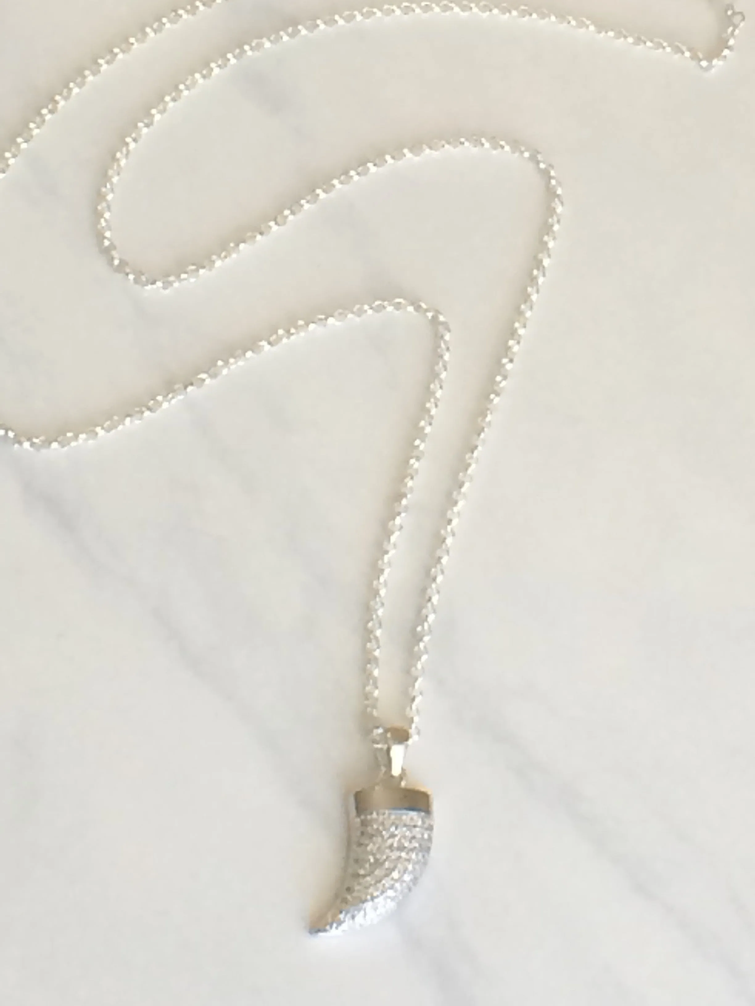 Crystal Horn Necklace silver