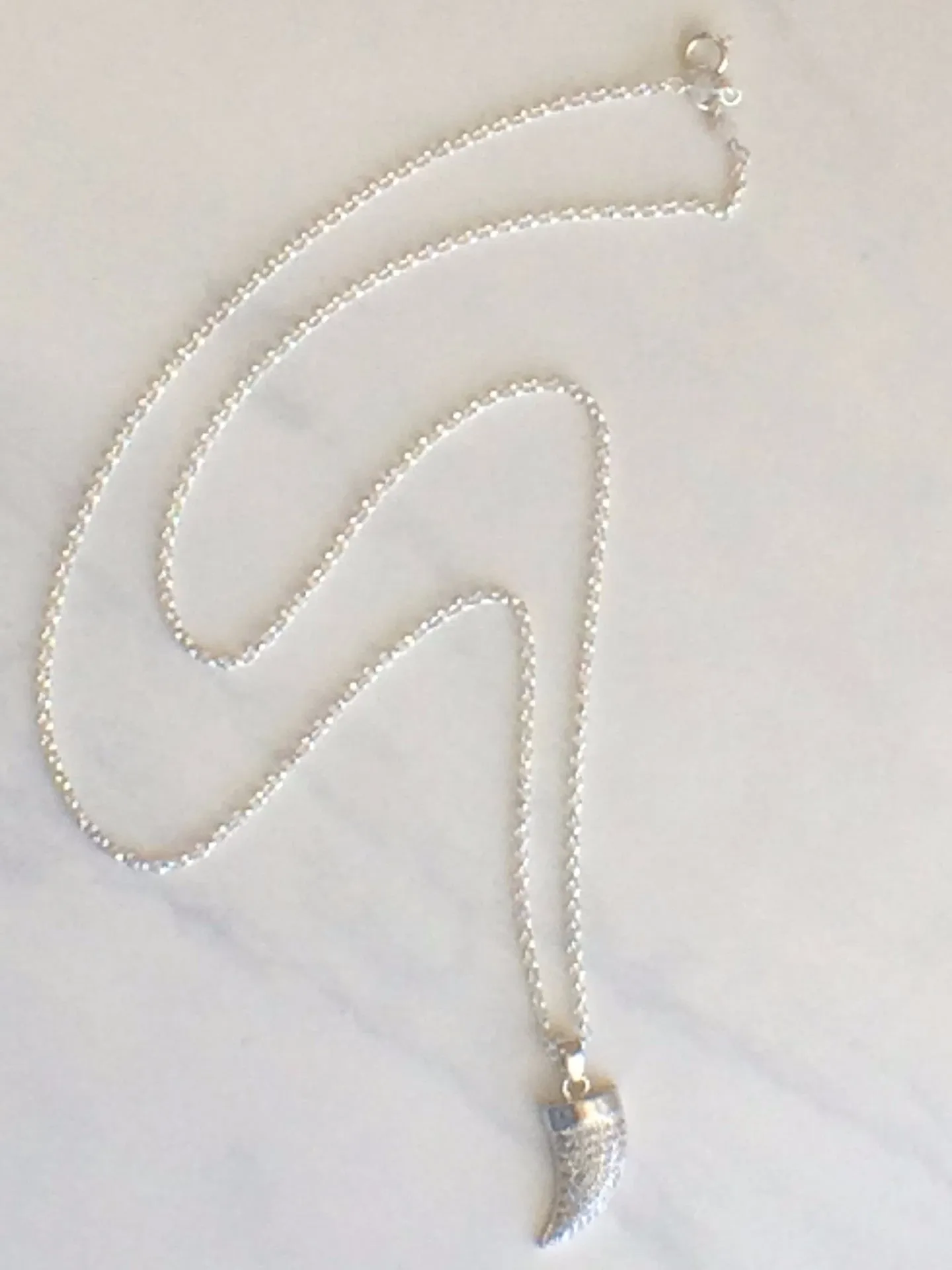 Crystal Horn Necklace silver