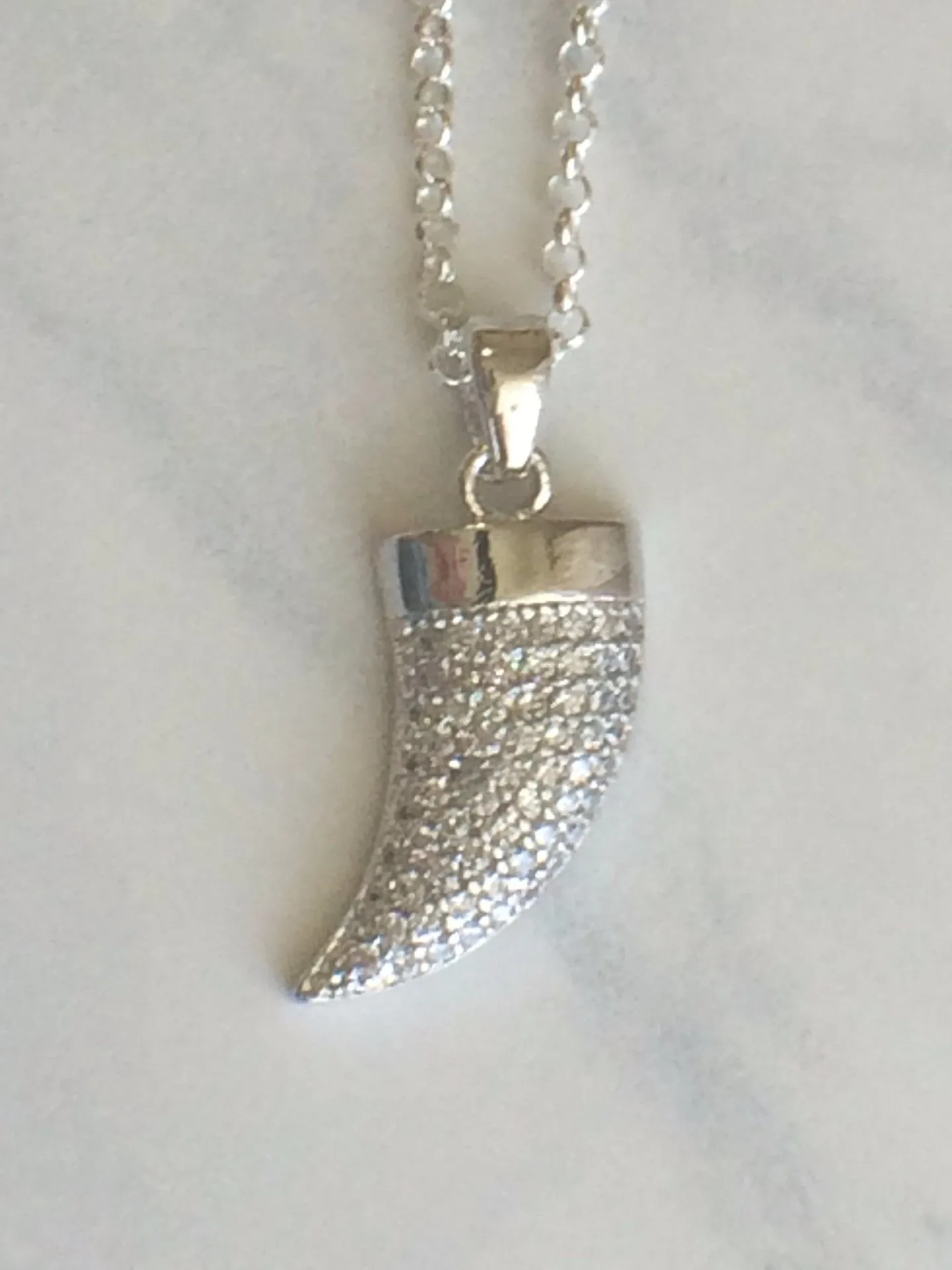 Crystal Horn Necklace silver