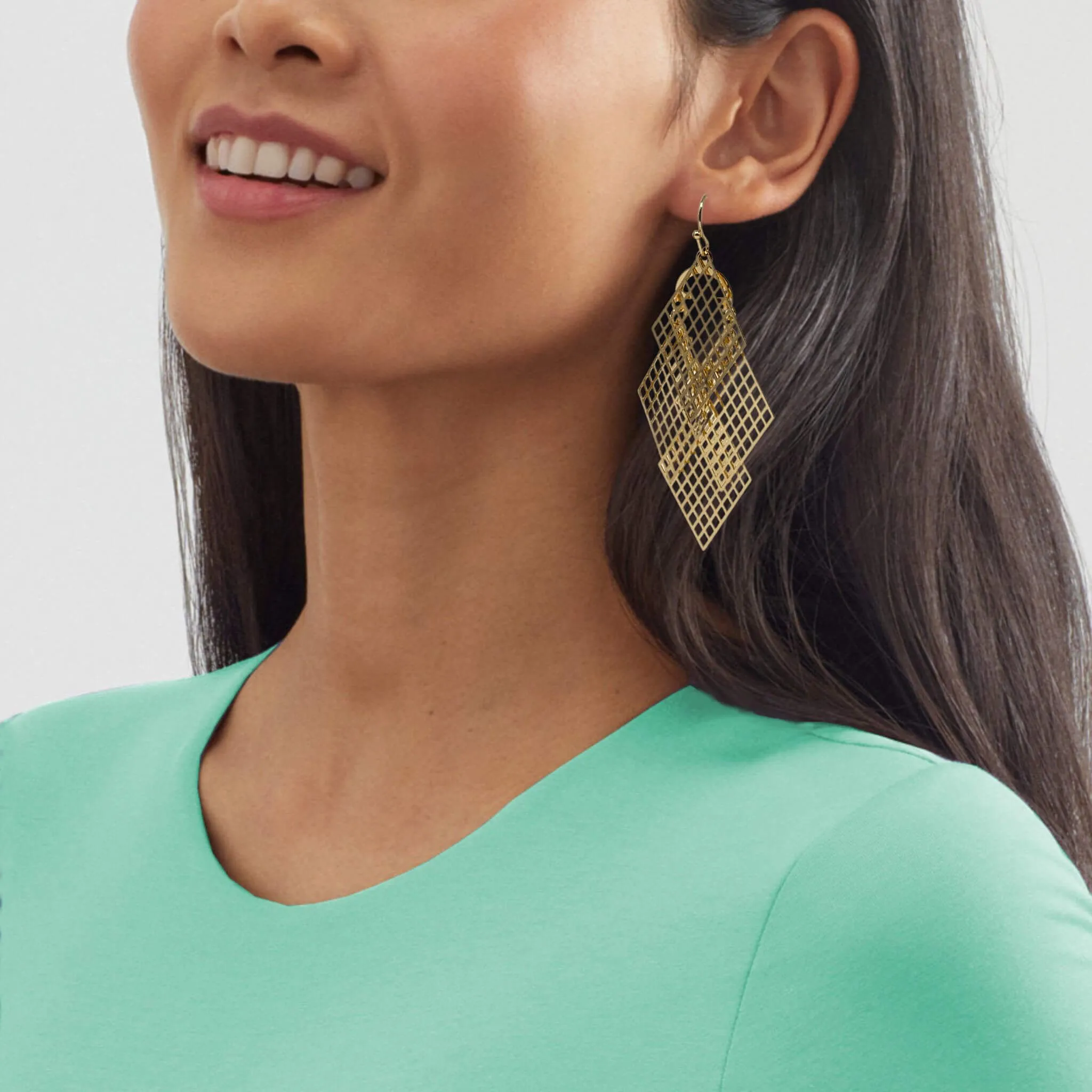 Dazzling Rhombus Chandelier Earrings