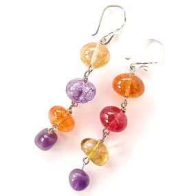 Delany: Gemstone Drop Earrings with Amethyst and Quartz