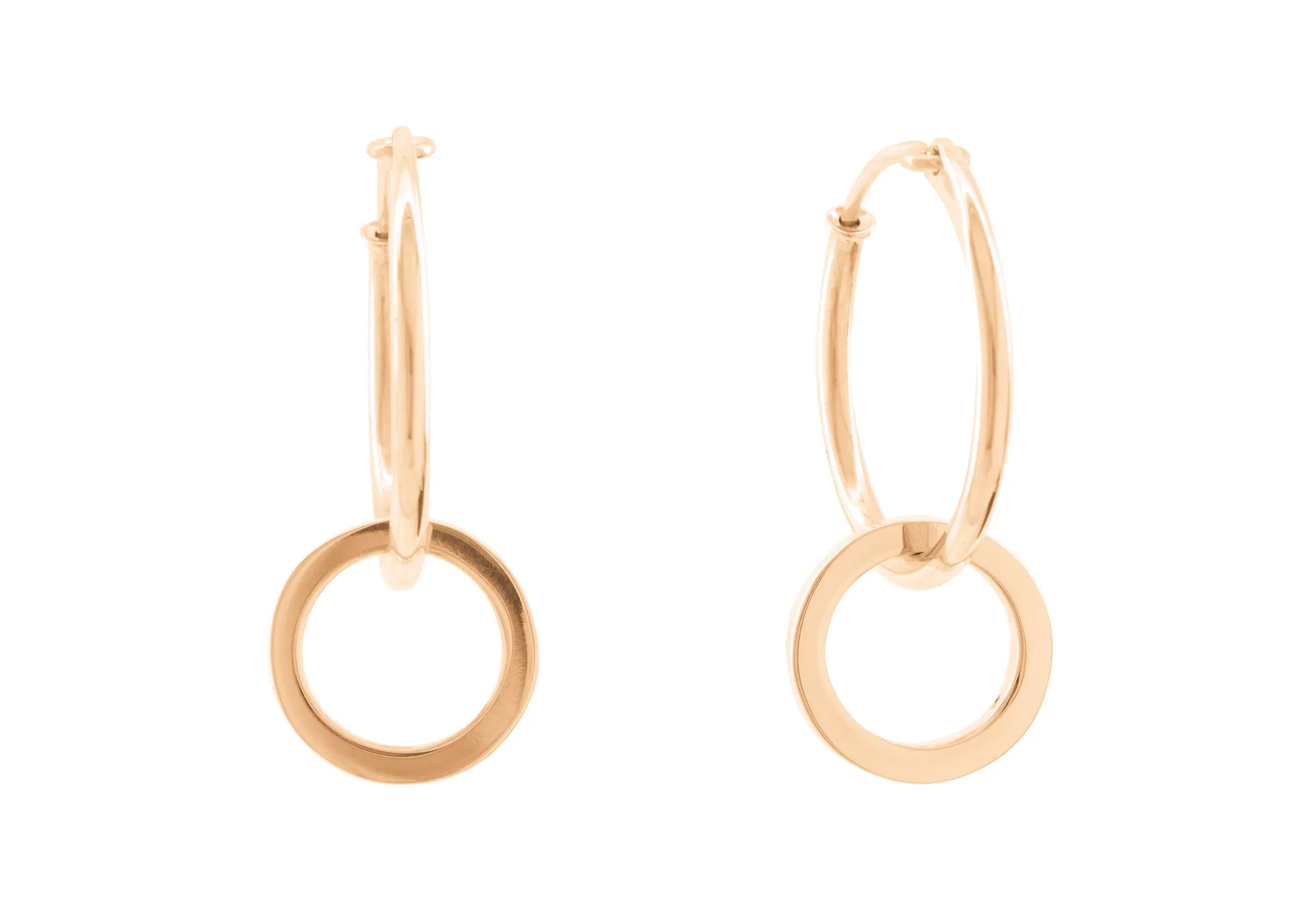 E1 Open Circle Hoop Earrings, Red Gold