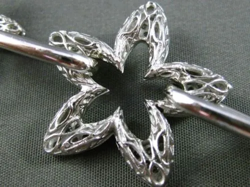 ESTATE LARGE 1.17CT DIAMOND 18K WHITE GOLD 3D STARBURST FILIGREE TOGGLE BRACELET