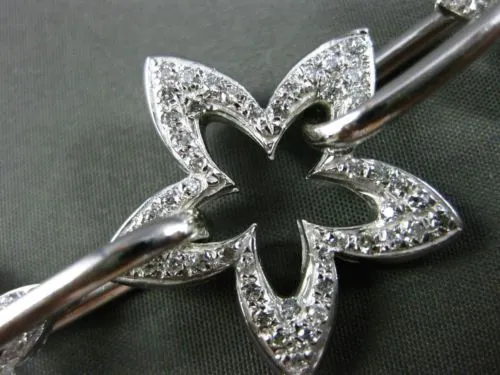 ESTATE LARGE 1.17CT DIAMOND 18K WHITE GOLD 3D STARBURST FILIGREE TOGGLE BRACELET