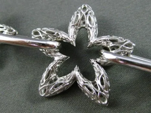 ESTATE LARGE 1.17CT DIAMOND 18K WHITE GOLD 3D STARBURST FILIGREE TOGGLE BRACELET