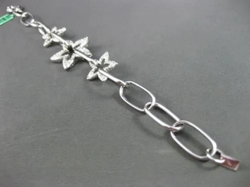 ESTATE LARGE 1.17CT DIAMOND 18K WHITE GOLD 3D STARBURST FILIGREE TOGGLE BRACELET