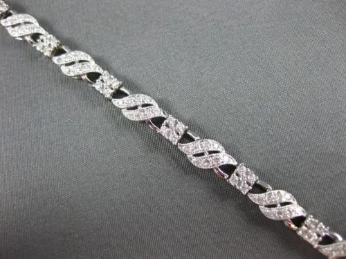 ESTATE WIDE 1.88CT DIAMOND 14KT WHITE GOLD 2 ROW MULTI WAVE TENNIS BRACELET