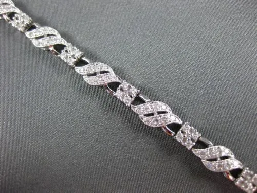 ESTATE WIDE 1.88CT DIAMOND 14KT WHITE GOLD 2 ROW MULTI WAVE TENNIS BRACELET