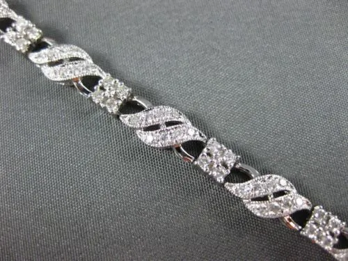 ESTATE WIDE 1.88CT DIAMOND 14KT WHITE GOLD 2 ROW MULTI WAVE TENNIS BRACELET