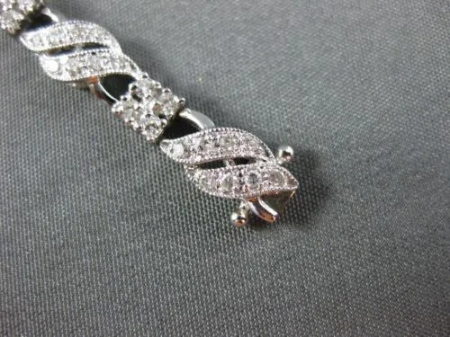 ESTATE WIDE 1.88CT DIAMOND 14KT WHITE GOLD 2 ROW MULTI WAVE TENNIS BRACELET