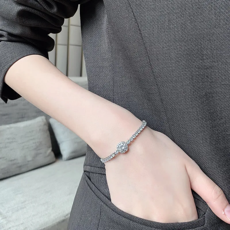 Female's Exquisite Silver Diamond Bracelet