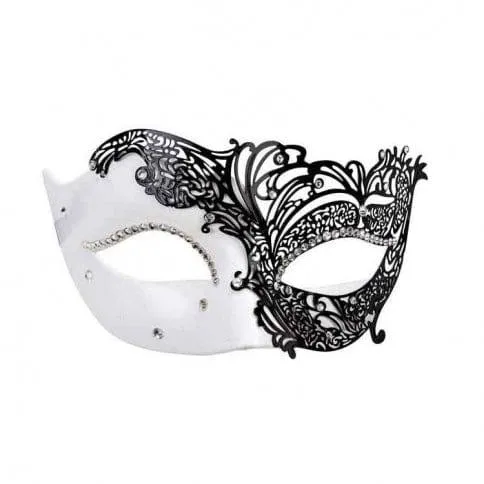 Filigree Black & White Masquerade Mask