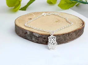 Filigree Owl Link Bracelet 925 Sterling Silver