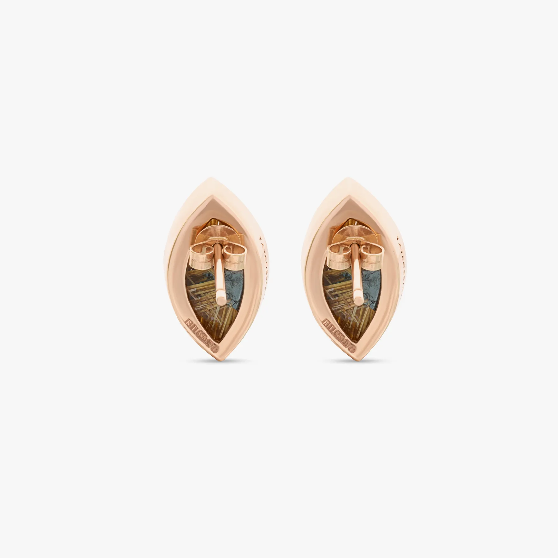 Golden rutile star quarts earrings in 14K rose gold