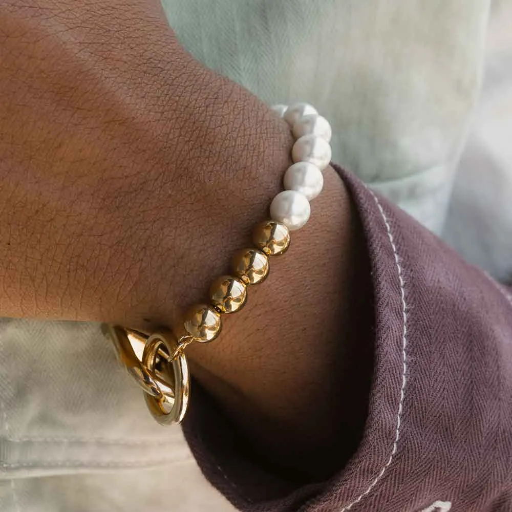 Half & Half Gold Pearl Bracelet