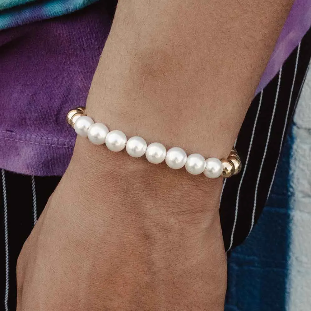 Half & Half Gold Pearl Bracelet