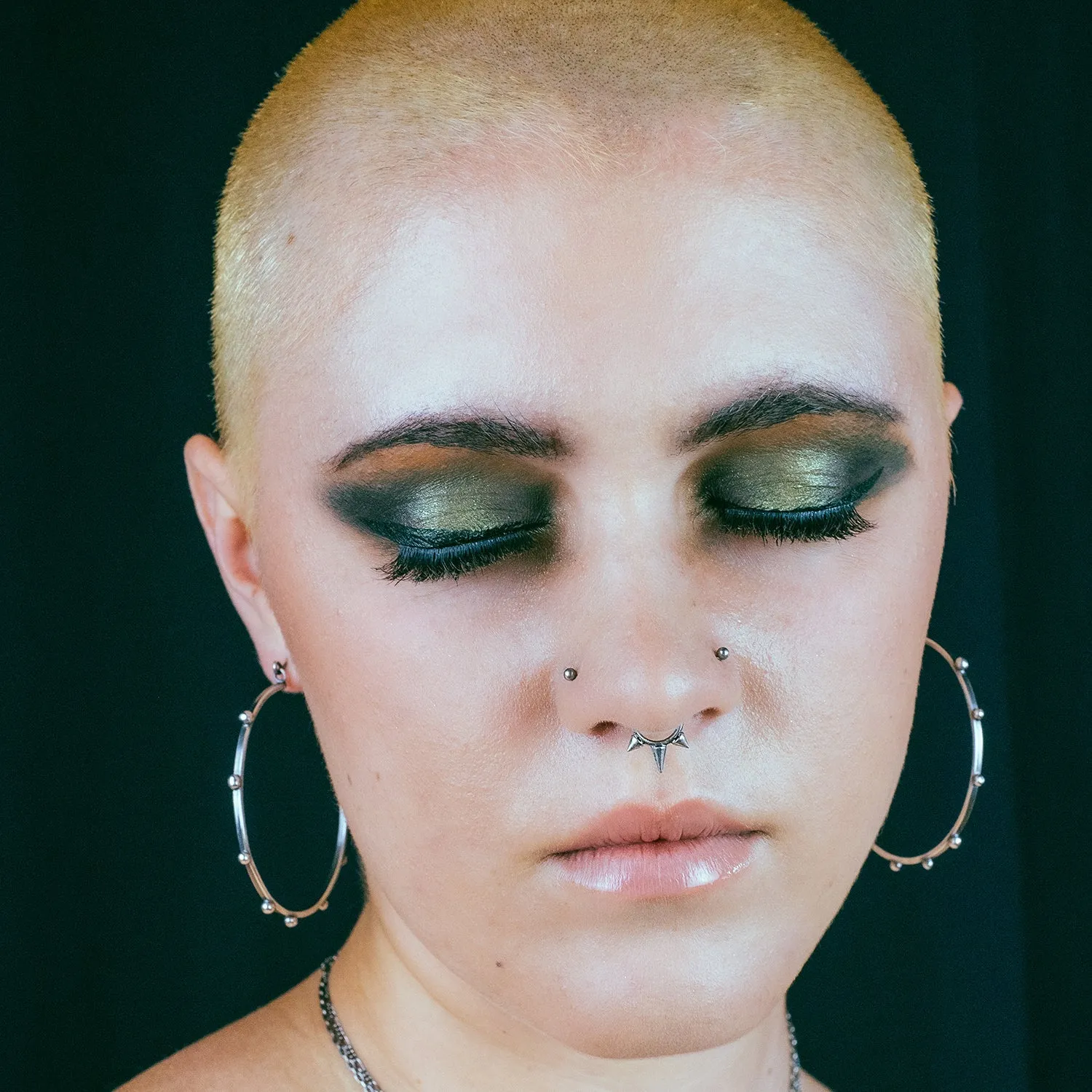 Hellhound Studded Orb Hoops Silver