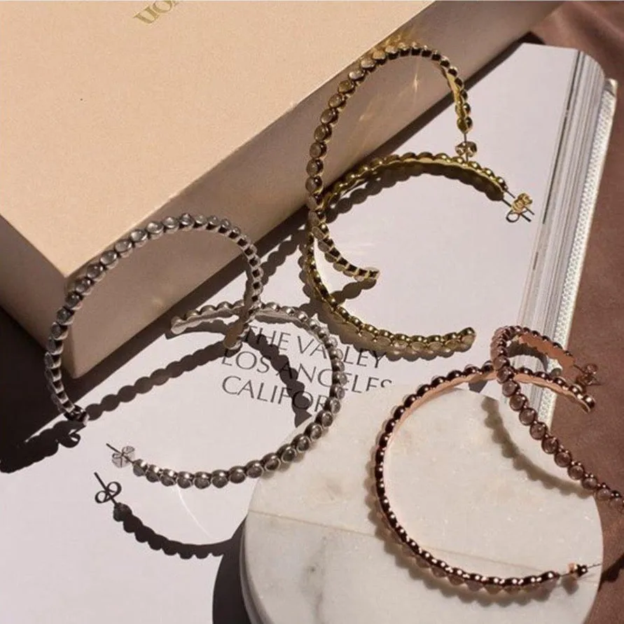 Luv Aj Earrings Oversized Quartz Stud Hoops Gold