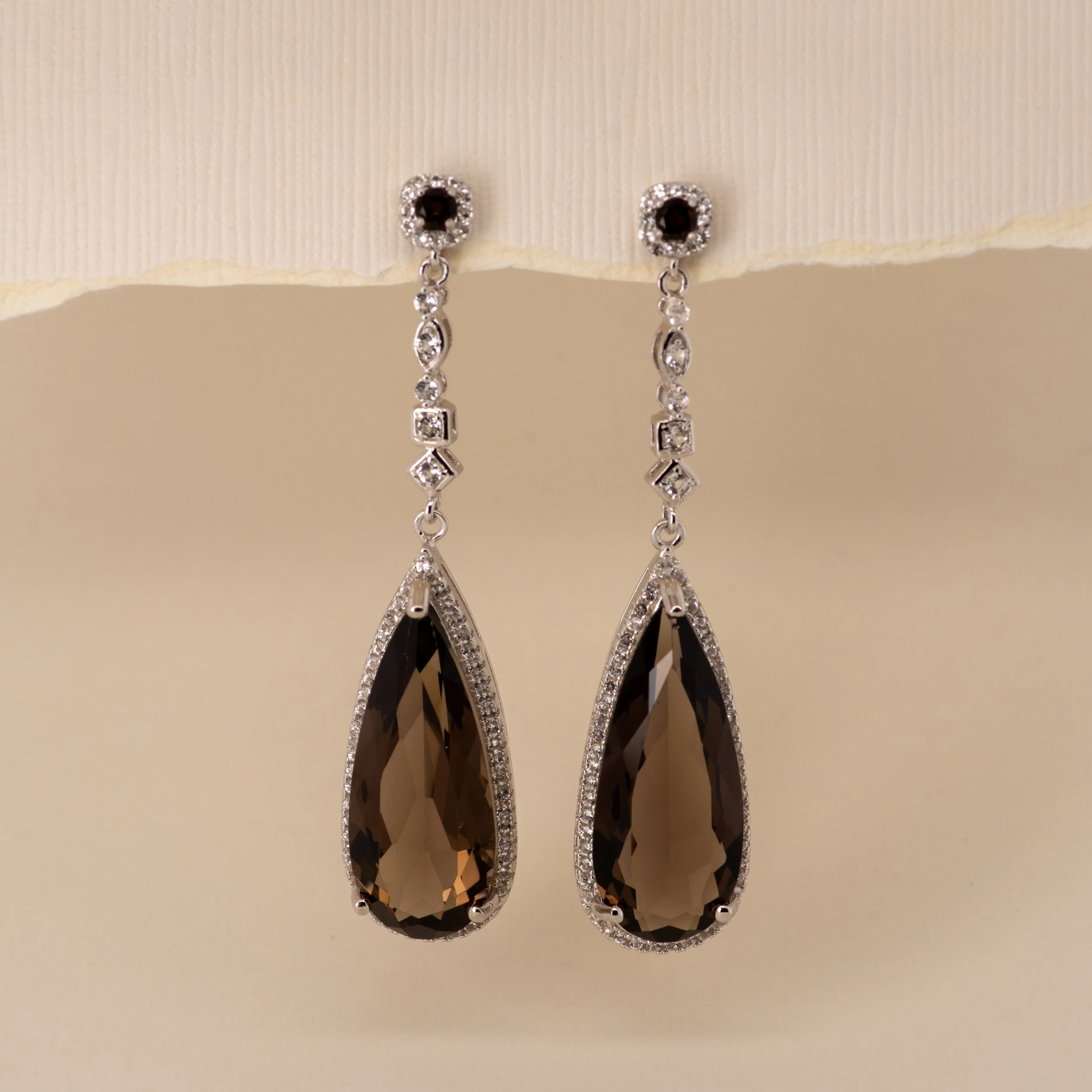 Mona Smoky Quartz Earrings in Sterling Silver