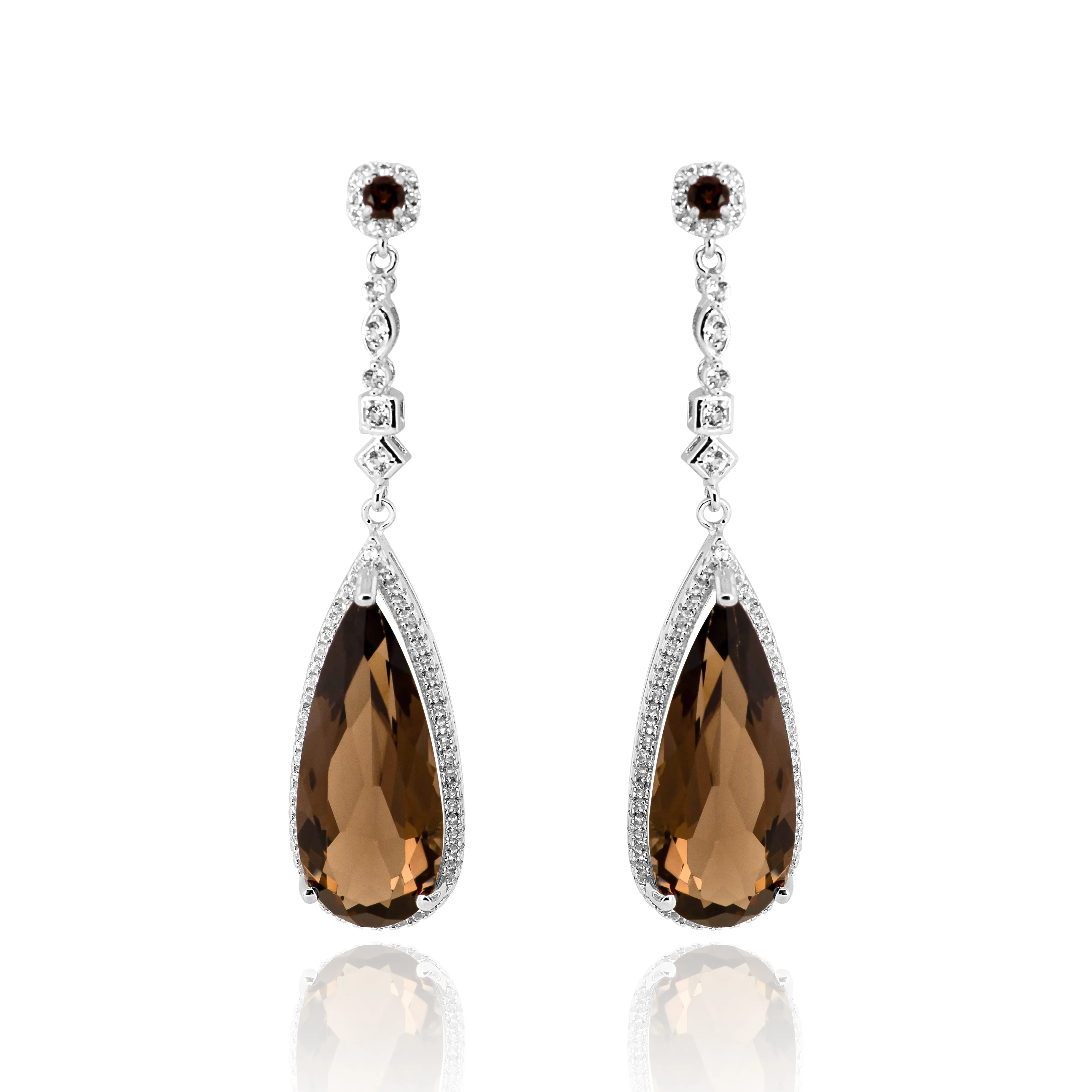 Mona Smoky Quartz Earrings in Sterling Silver