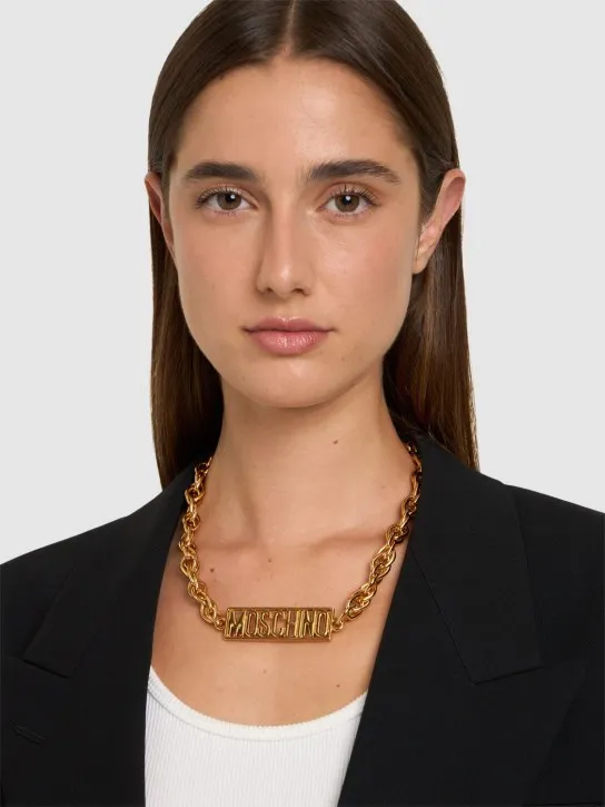 Moschino   Plate logo collar necklace 
