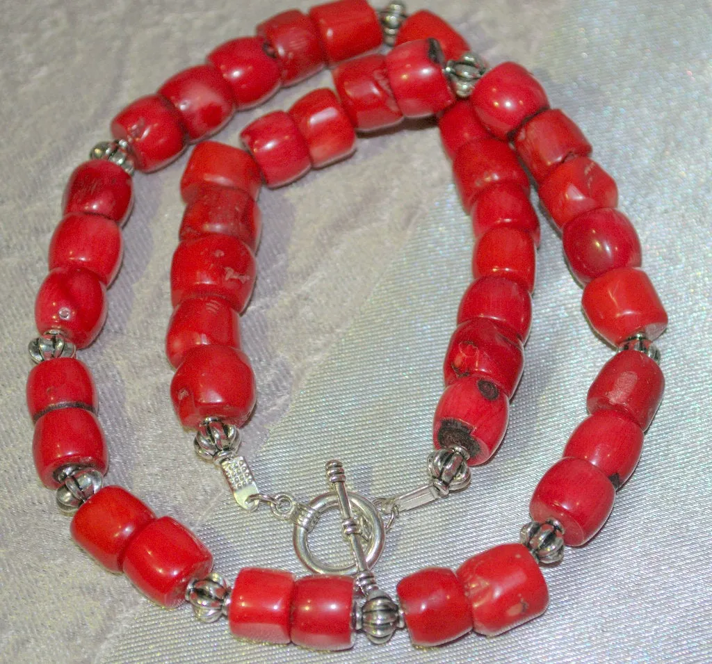 Natural red coral necklace Vintage beaded necklace for her Boho statement necklace Personalized gift for mom Anniversary gift for her wife