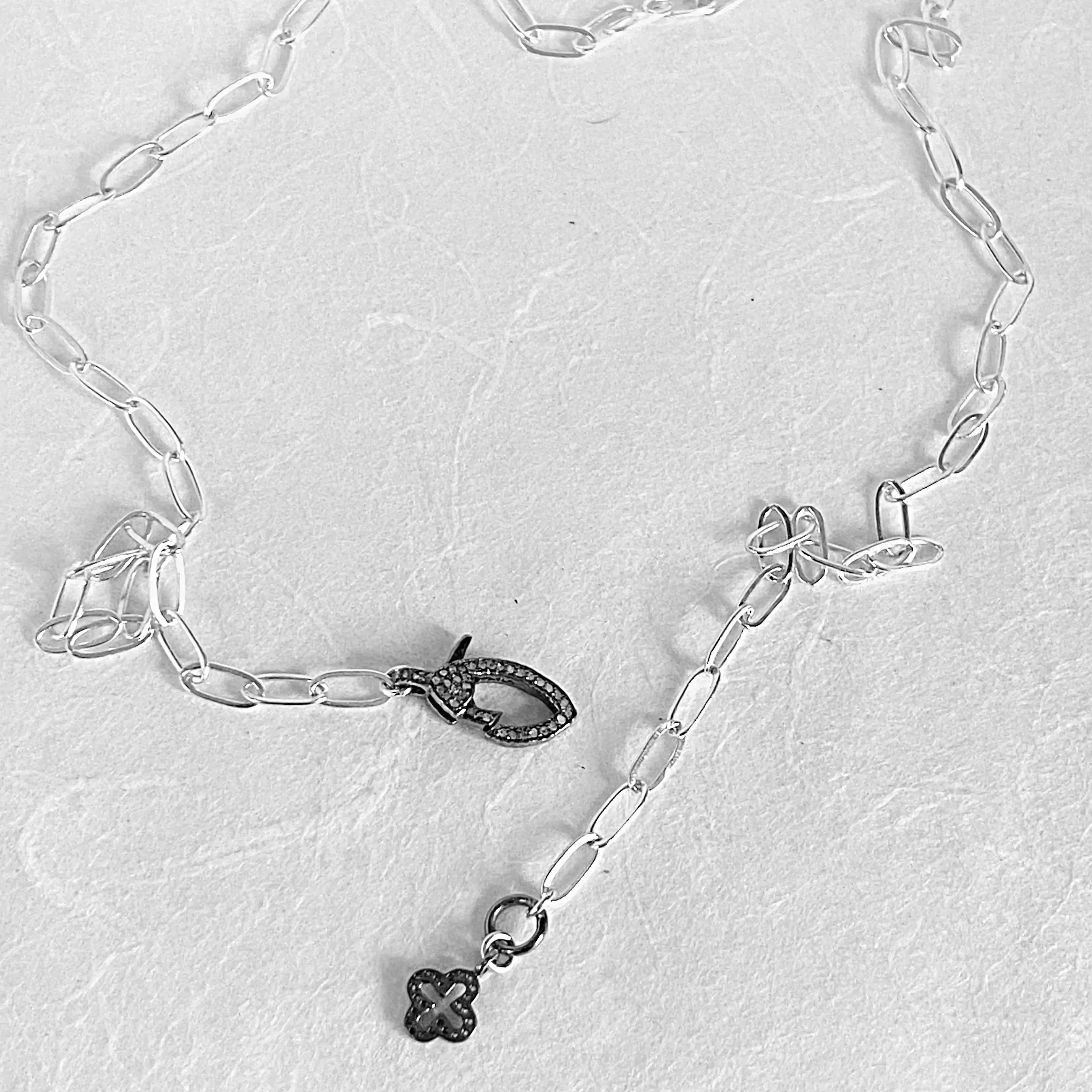 Paperclip Chain Necklace, Pave moonstone Clasp