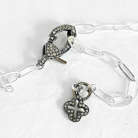 Paperclip Chain Necklace, Pave moonstone Clasp