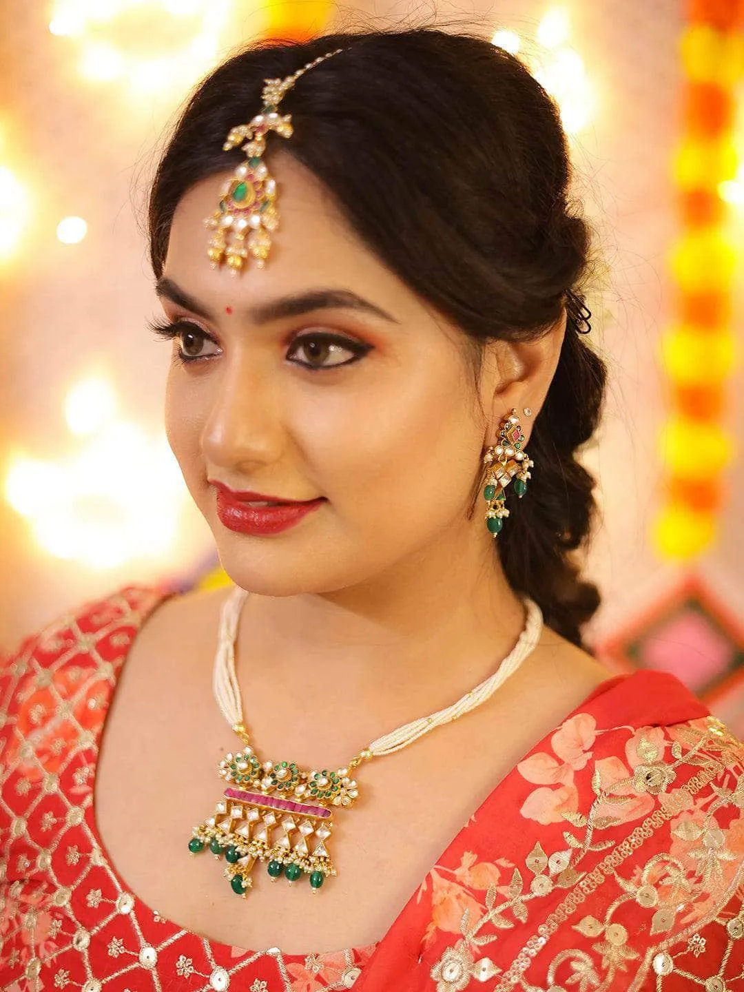 Patchi Kundan Cheed Bead Pendant Set