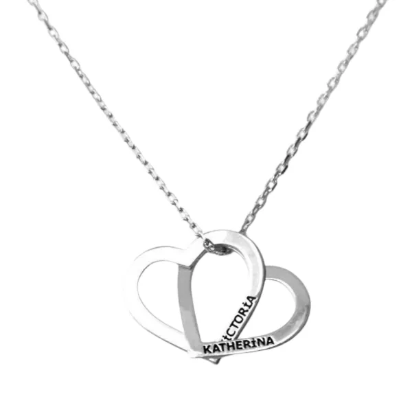 Personalized Double Heart Necklace