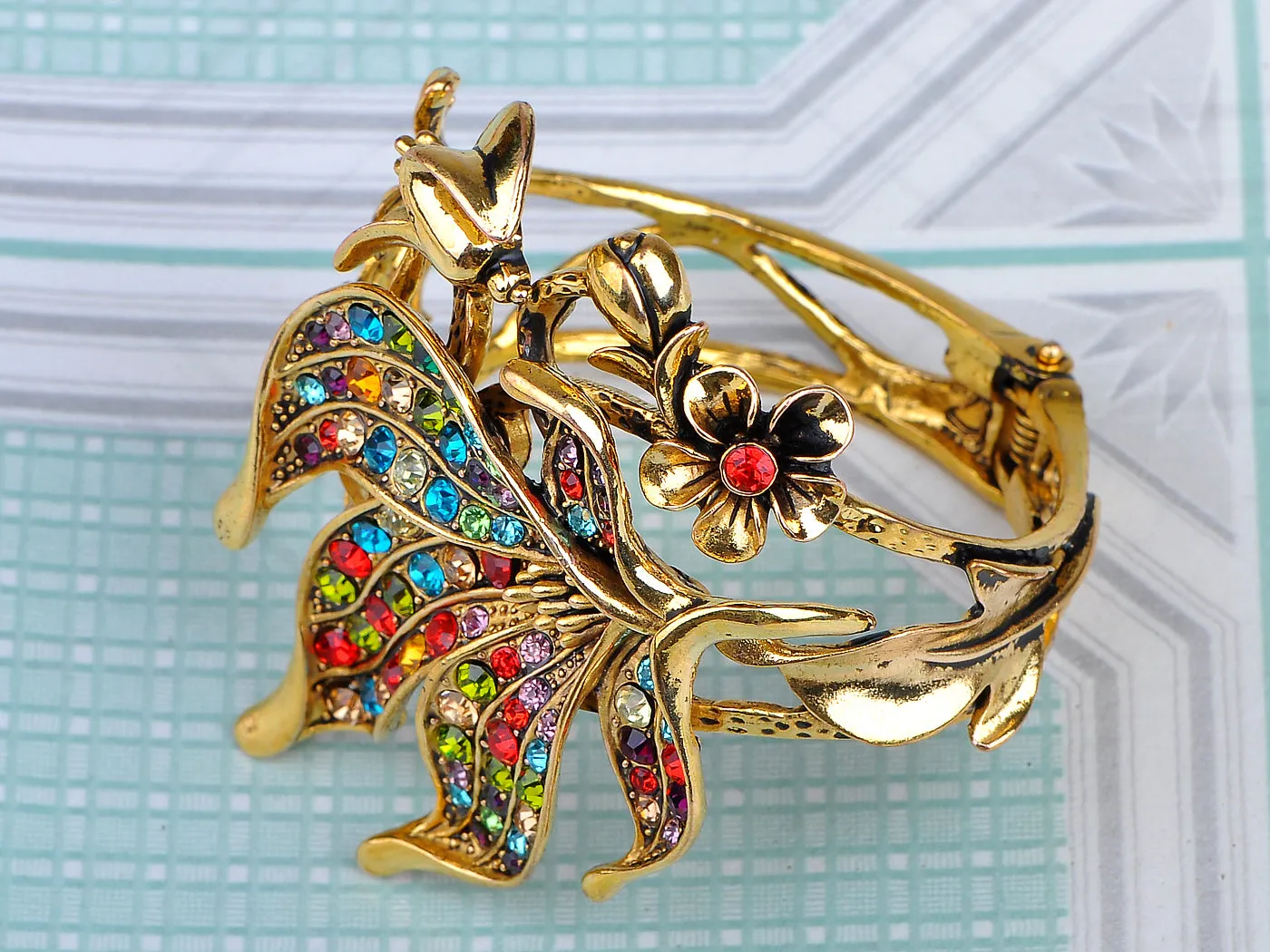Rainbow Multi Colorful Flower Bracelet Bangle