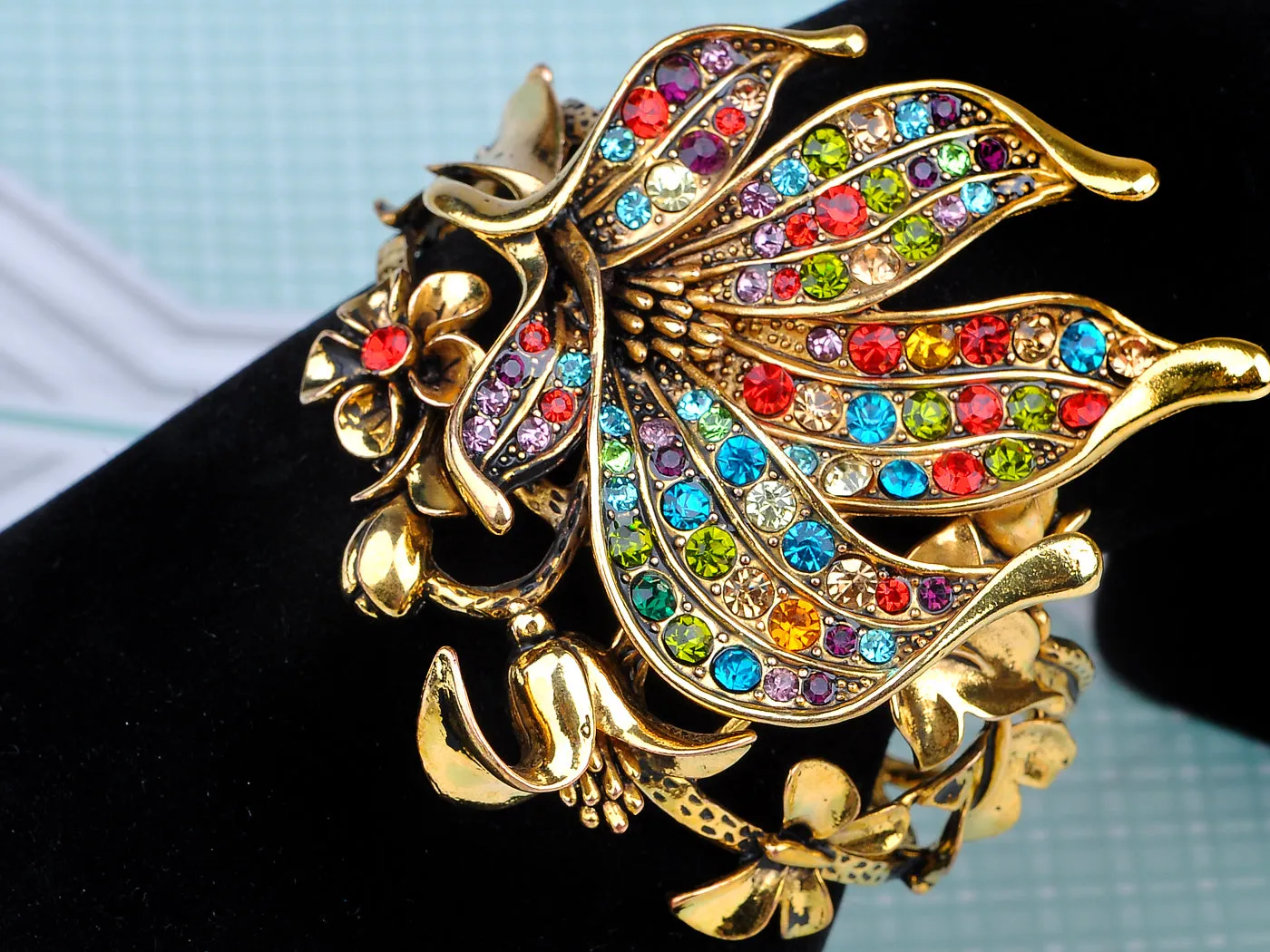 Rainbow Multi Colorful Flower Bracelet Bangle